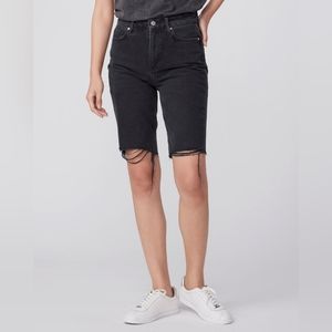 Paige Premium Denim - Robbie High Rise Short w/Caballo Inseam + Raw Hem in Black